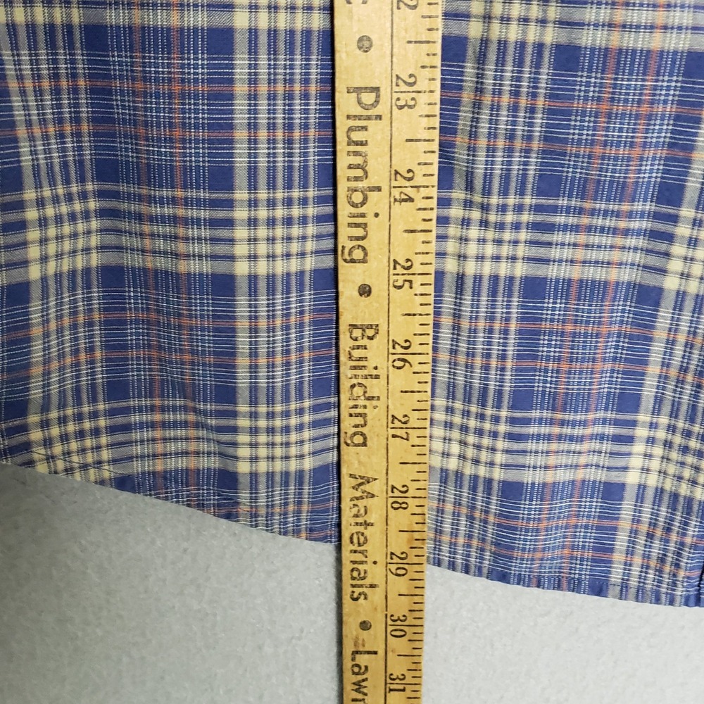 L.L Bean Flannel Button Up Blue Yellow Plaid 100% Cotton Fall Granola Girl Cabin - Picture 6 of 10